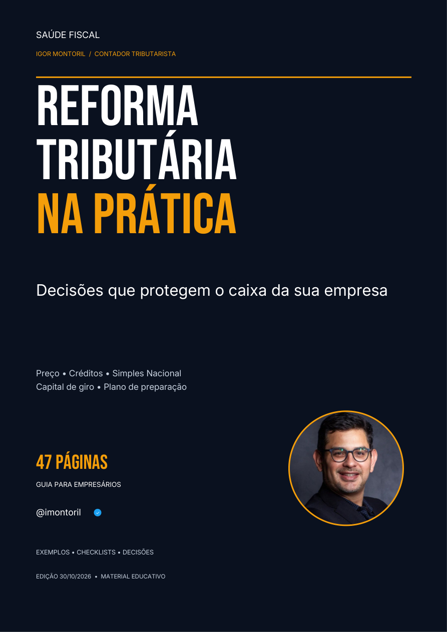 Capa do e-book Reforma Tributária na Prática, de Igor Montoril, Saúde Fiscal